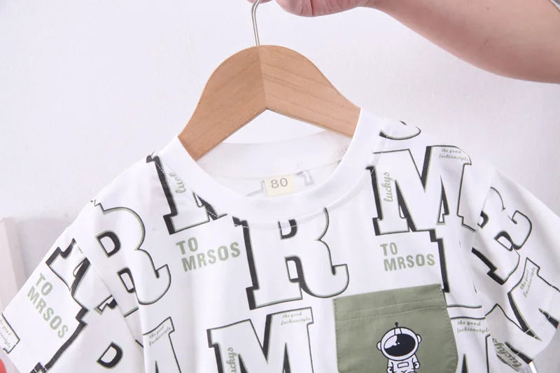 Toddler Baby Boy Girl Clothing Sets Summer Casual Infant Cartoon 2pcs Outfits T-shirt+Shorts Kids Tracksuit