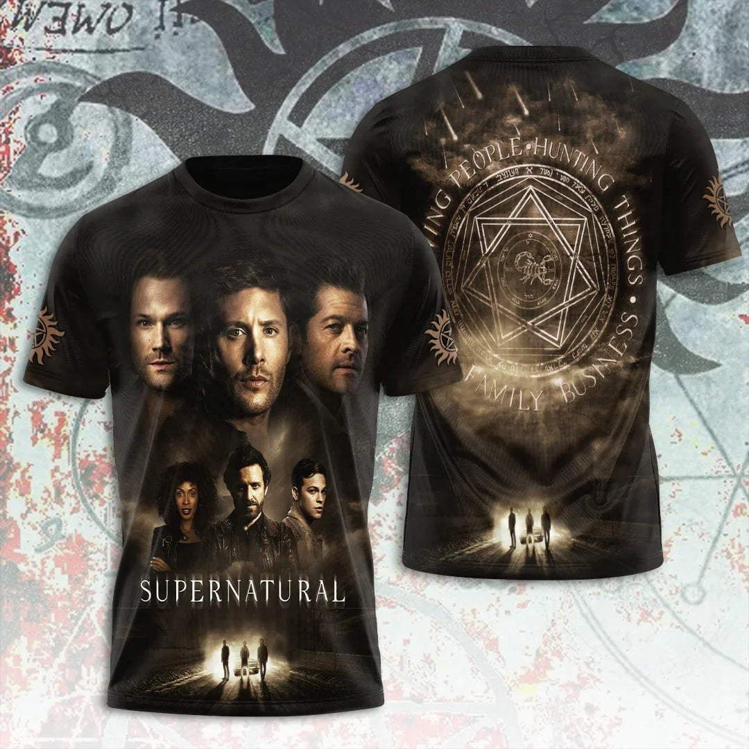 Summer Supernatural TV Series 3D Printing Tshirt Fashion Men Women Harajuku Short sleeve O-neck Tee Top Oversized Clothing