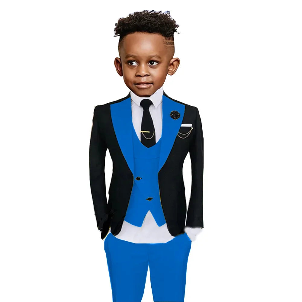 Colorful Kids Fashionable Suit Set 3 Pieces Performance Costumes High Quality Boys Suits Wedding Guest Tuxedo 2-20T