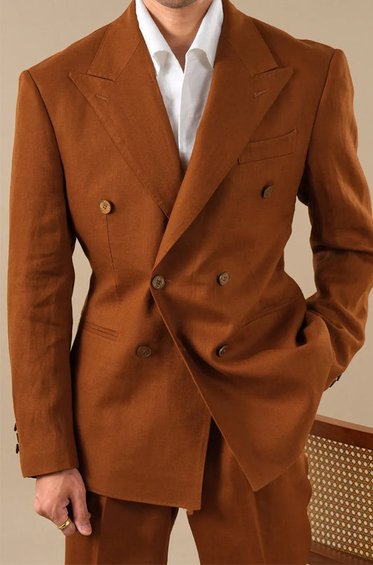 Pure Linen Men Tuxedo Suit Casual Suit Set For Men Summer Naples Two-Piece Suit Costume Mariage Homme Men Suit Business Tuxedos