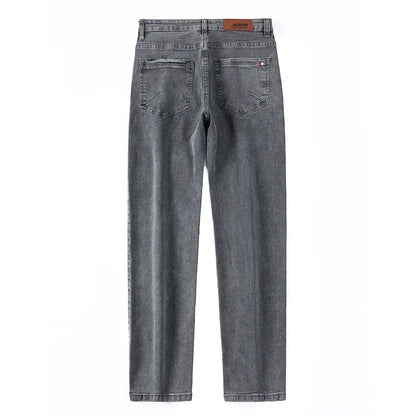 Spring Autumn Men's Stretch Slim Fit Jeans Gray Korean Fashion Skinny Small Straight Denim Pants Casual Trousers Male Clothes