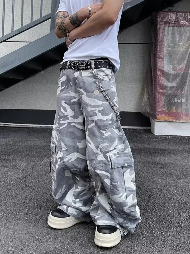 2026 Pantalones Y2K Streetwear Camouflage Baggy Cargo Jeans Pants For Men Clothing Wide Leg Oversize Long Trousers Moda Hombre