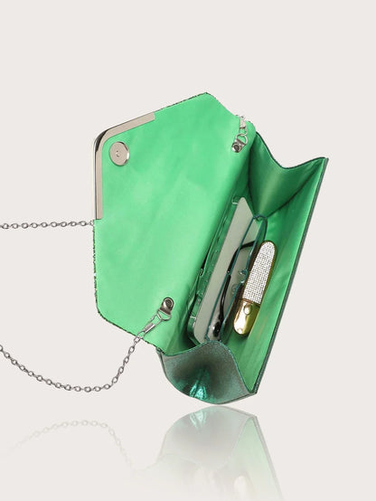 Gorgeous and elegant sparkly women's clutch bag, paired with a gorgeous rhinestone necklace, earrings and bracelet set of four.