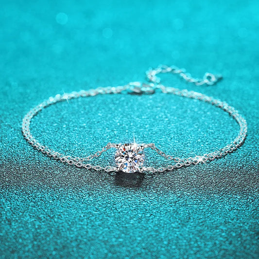 Bracelets en moissanite 1 carat 6,5 mm couleur D pour femme, chaîne classique à quatre griffes, 100 % argent sterling 925, bijoux étincelants