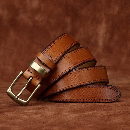 2.8CM Ladies Pure Cowhide High Quality Genuine Leather Belts for Women Needle Buckle Jeans Cowboy Waist Belt Luxury Designer