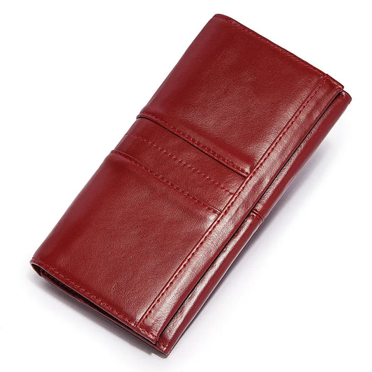 Pochette en Cuir Véritable pour Femme, Portefeuille à la Mode pour Téléphone Portable, avec Blocage RFID et Compartiment Zippé pour Cartes de Crédit