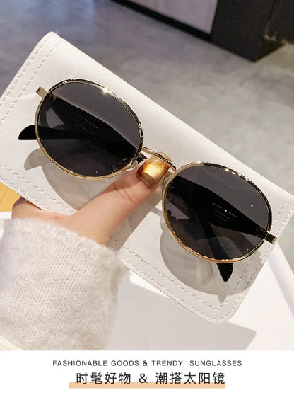 Fashion New Trend Oval Acetate Sunglasses for Women Brand Designer Ladies Shades Party Eyeglasses Girls Frame Sun Glasses