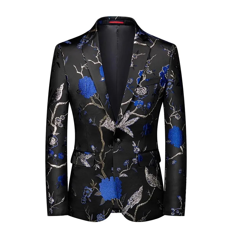 2026 New Men's Pink Embroidered Suit Jacket, Wedding Party Dress Coat, Fashionable Slim Male Blazers, Asian Size M-5XL 6XL