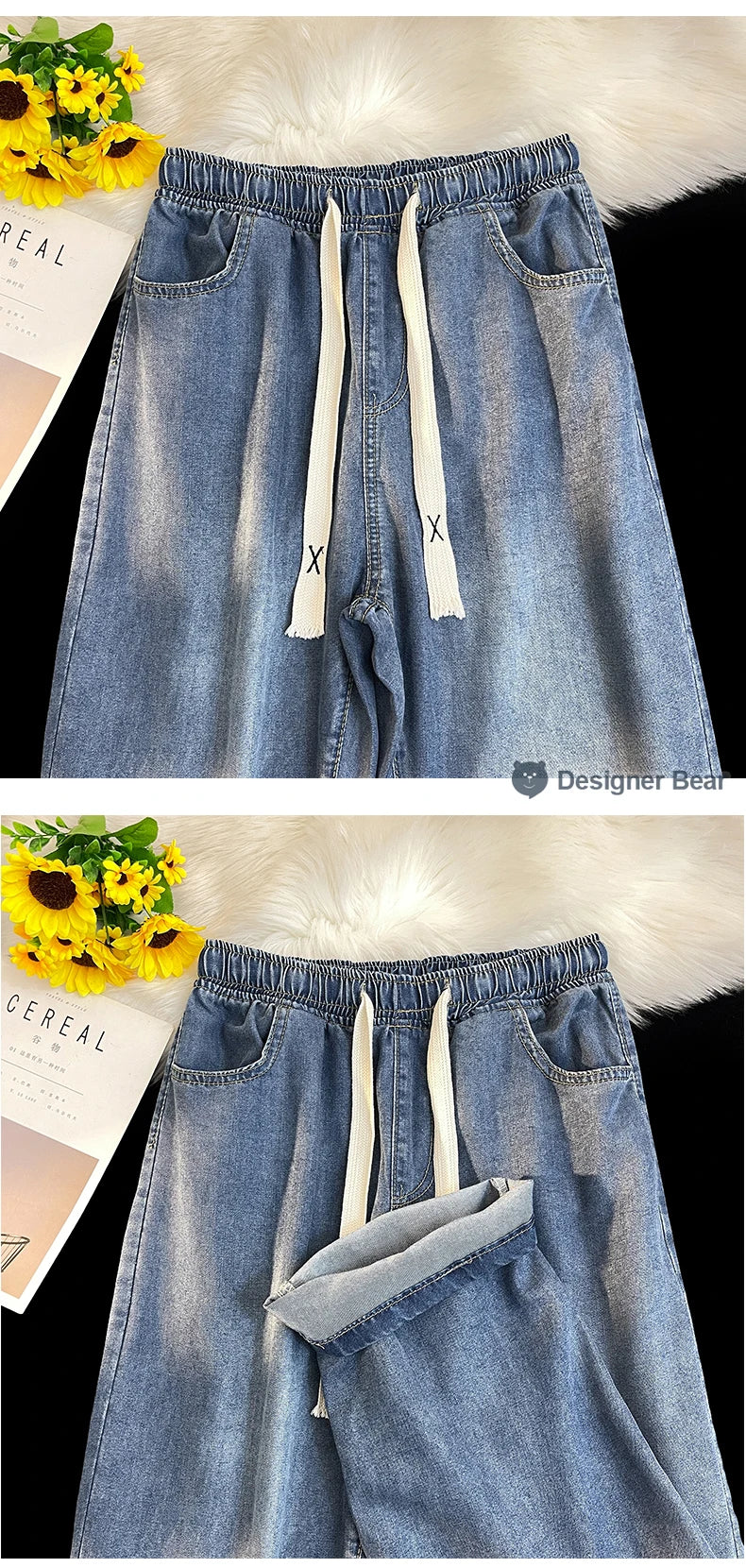 2026 New Spring Summer Men's Baggy Jeans Lyocell Fabric Wide Leg Pants Drawstring Trousers Male City Boy Plus Size S-4 5XL Y2K