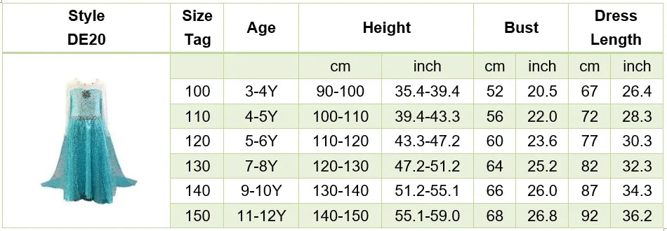 Girls Jasmine Princess Dress Children Elsa Anna Bella Rapunzel Mermaid Costume Kids Snow White Cinderella Aurora Dress