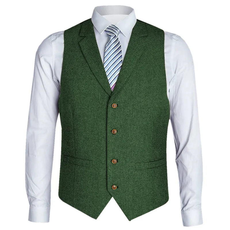 Men Vest Black Herringbone Single Button With Lapel Waistcoat For Birthday Wedding Business Banquet Work Men Suit Vest
