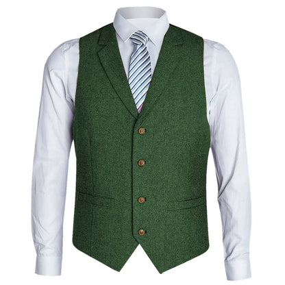 Men Vest Black Herringbone Single Button With Lapel Waistcoat For Birthday Wedding Business Banquet Work Men Suit Vest