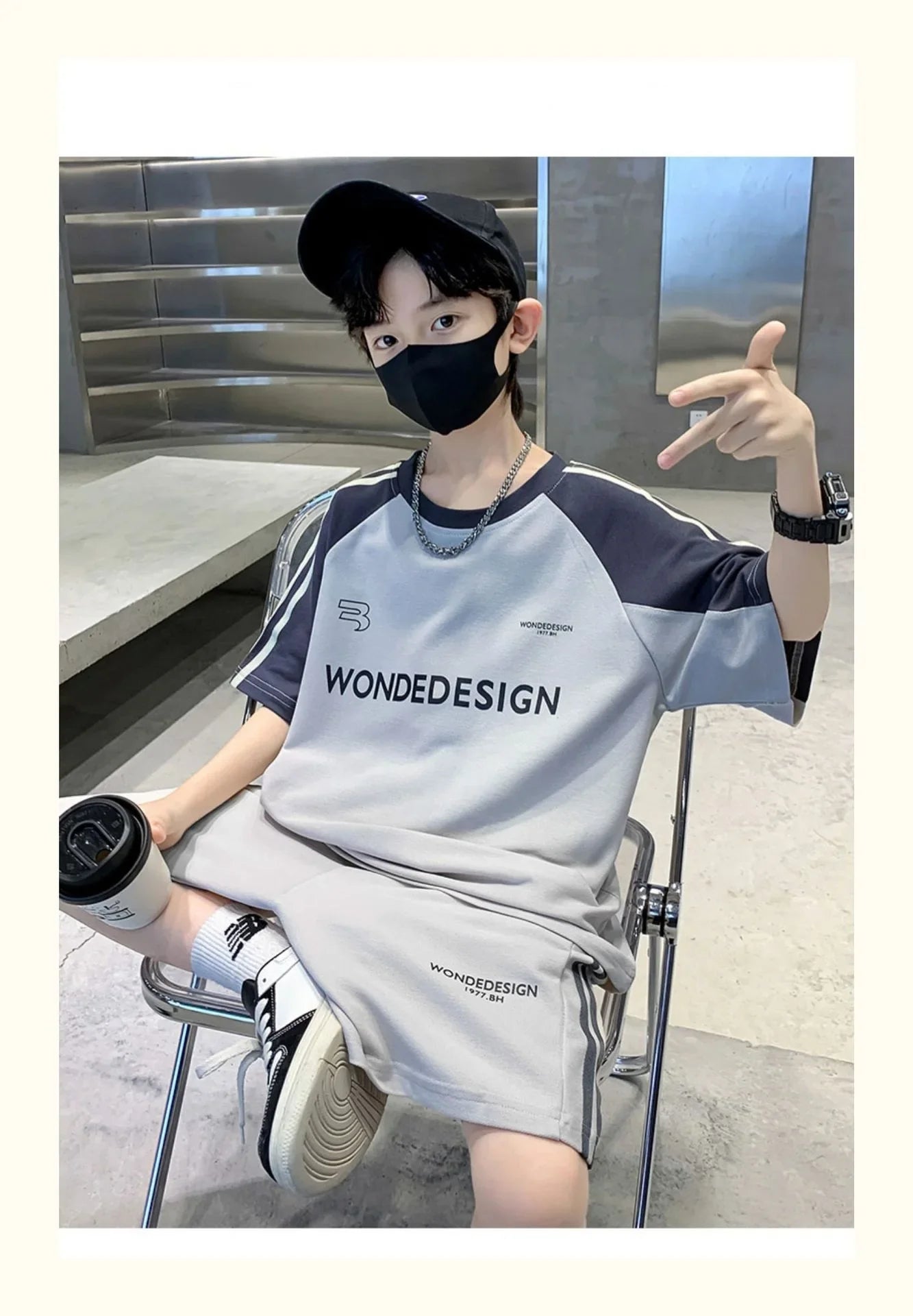 Summer Boys Cotton Loose Contrast Alphabet T-Shirt Tops+Shorts Pant School Kids Tracksuit Child 2PCS Outfit Workout Set 5-16 Yr