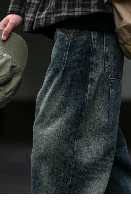 American Vintage High Quality Denim Cargo Pants Men Clothing Streetwear Loose Skate Jeans Harajuku Casual Harem Trousers Male