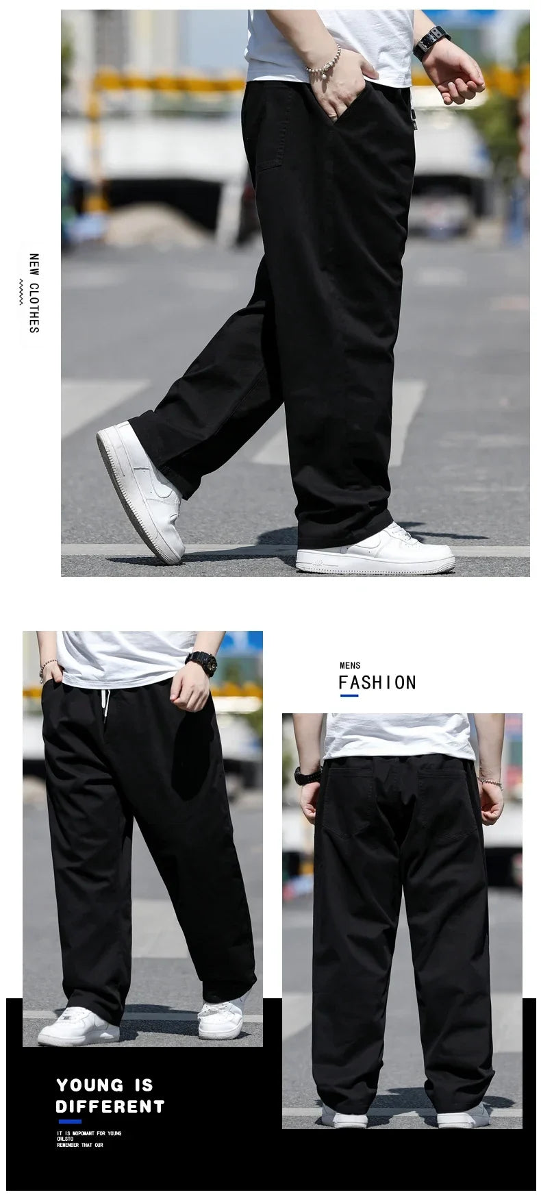 Men's Summer Workwear Pants Plus Size Loose Straight Leg Casual Trousers XL-8XL Big and Tall Large Summer Pants Asian Size