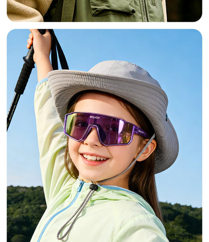Girls Photochromic Cycling Glasses Hiking Eyewear Sunglasses Kids Sports UV400 Boys Baseball Outdoor Running Sunglasses