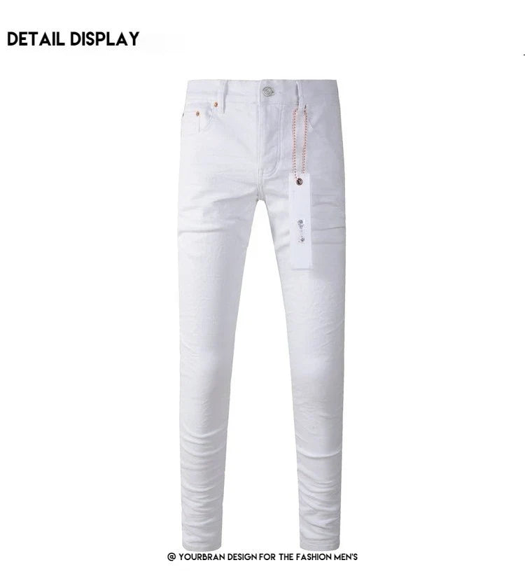 Spring New Men's White Skinny Jeans High Quality Slim Fit Trousers Streetwear Hip Hop Style Casual Fashion Stretch Denim Pants