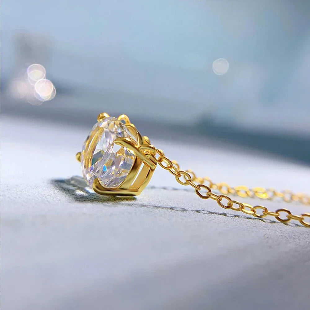 3CT Oval Cut Moissanite Pendant Necklace GRA Certified 8x10mm Lab Diamond Necklaces 925 Sterling Silver Birthday Wedding Jewelry