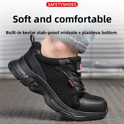 anti puncture men safety shoes summer breathable mesh work shoes industrial plastic toe sneakers construction insulated shoes