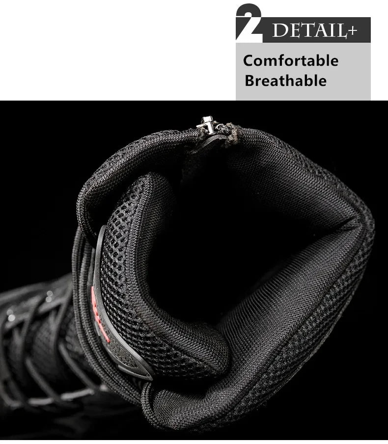 High Quality Men's Brand High-Top Leather Boots Breathable Desert Combat Men's Boots Outdoor Shoes Non-slip Hiking Ankle Boots