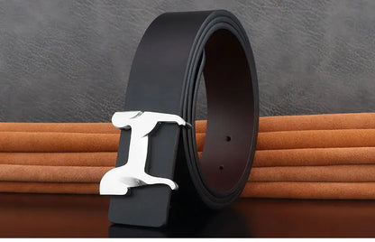 High grade Stainless steel horse slide buckle men belts 3.8cm wide genuine leather Waistband cowboy casual ceinture homme
