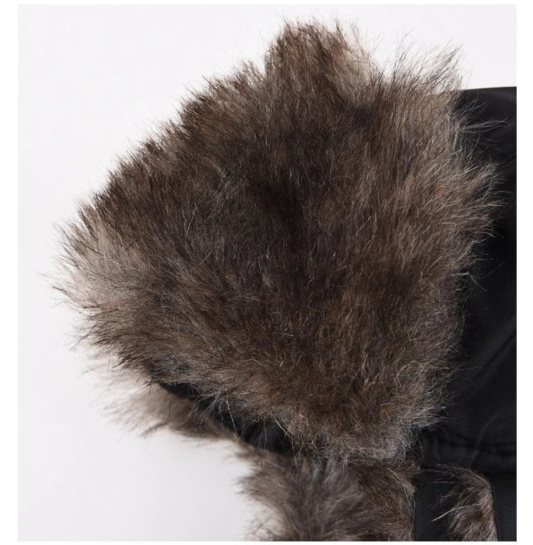 Men's Warm Soldier Hat Winter Pilot Patrolman Earmuffs Polyester Fiber Warm Russian Ski Hat Windproof Cold Pilot Hats