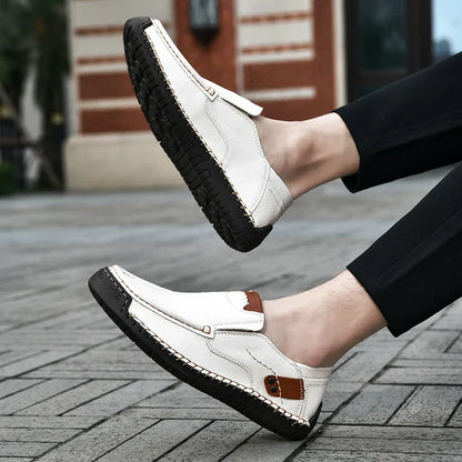 Handmade Leather Men Shoes Casual Comfortable Slip On Loafers Men Leather Shoes Flats Moccasins Walking Shoes Fall Dropshipping