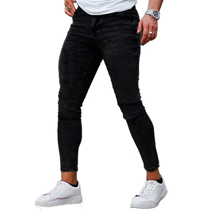 Mens Skinny Brushed Jeans Design Classic Denim Trousers Casual Daily For Office Parties Male Denim Pants Men