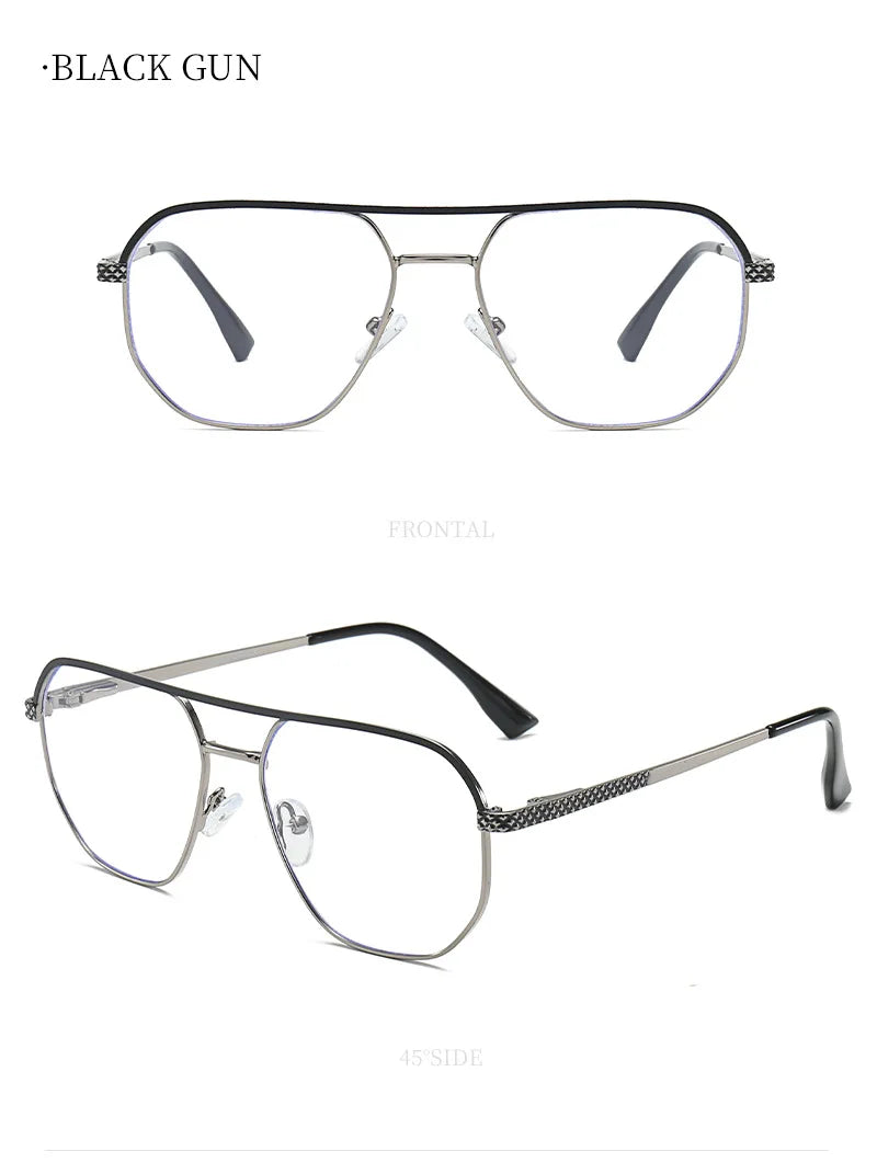 Fashion Metal Eyeglasses Frames New Double-Beam Eyeglasses Frames Anti-Blue Light Eyeglasses Customizable Prescription