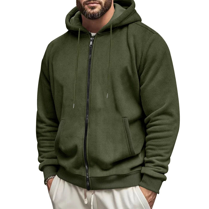 New Men's Sweater Coat Fall Winter New Composite Velvet Zipper Cardigan Casual Hooded Sweatshirt Sweater Fashion Men's Clothing