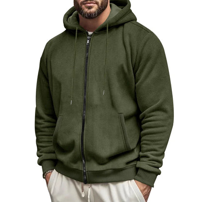 New Men's Sweater Coat Fall Winter New Composite Velvet Zipper Cardigan Casual Hooded Sweatshirt Sweater Fashion Men's Clothing