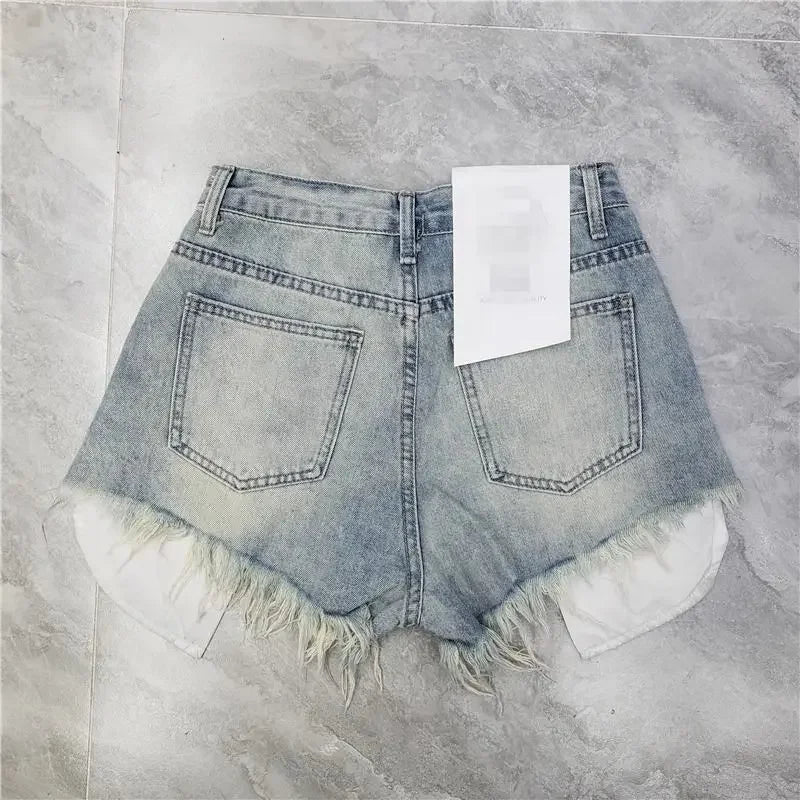 Summer Women High Waist Jean Shorts Y2K 2000s Ripped Denim Hot Pants Grunge Kpop Harajuku American Retro New Woman Shorts Jeans