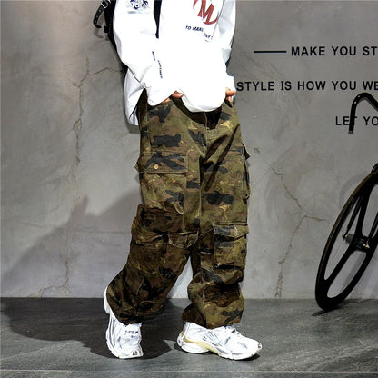 High Quality Vintage Multi-Pocket Camo Cargo Pants Mens Clothing High-End Fabric Tactical Baggy Pants Thick Casual Work Trousers
