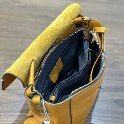 2026 Autumn New Handmade Retro Genuine Leather Women's Bag Versatile Soft Cowhide Solid Color Shoulder Crossbody Bags