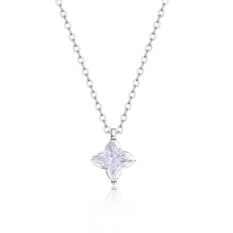 Certified 1CT 3CT Flower Cut Moissanite Necklace for Women Sparkling Lab Diamond Pendant Pure S925 Silver Chain Jewelry