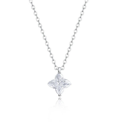 Certified 1CT 3CT Flower Cut Moissanite Necklace for Women Sparkling Lab Diamond Pendant Pure S925 Silver Chain Jewelry