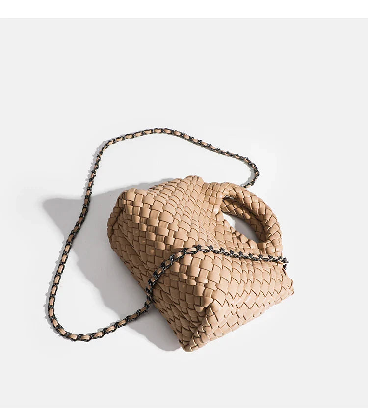 Designer bag Women's handbag Popular small size version PU leather woven bag Fashion style soft handmade bucket bag
