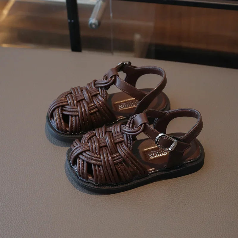 New Sandals Summer Children's Woven Casual Baby Shoes Girls Beach Shoes Slipper Size 22-31