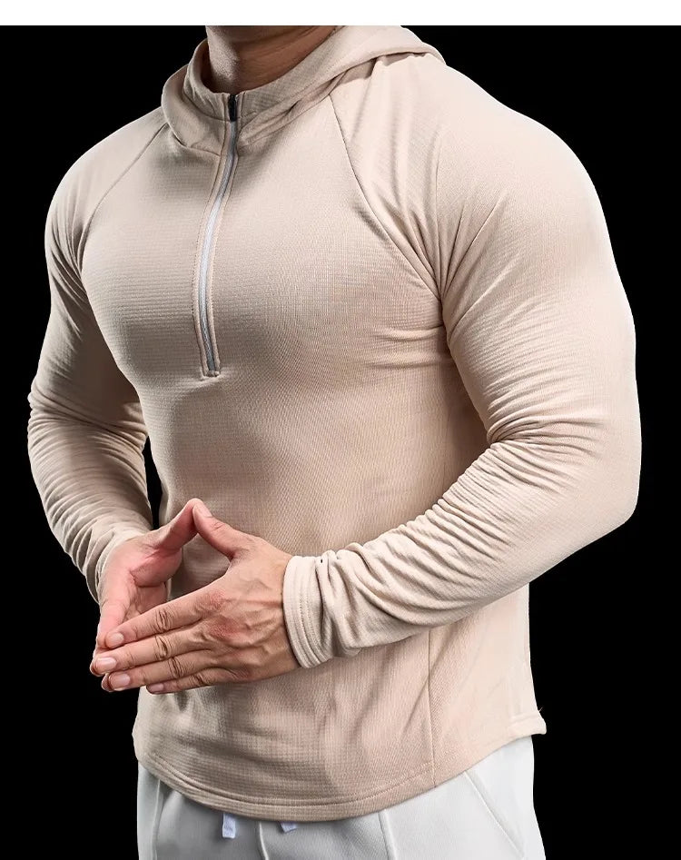 Autumn New Gym Fitness Clothes Men's Training Clothes Long-sleeved Sports Quick-drying Sweatshirts Casual Hooded Fitness Clothes