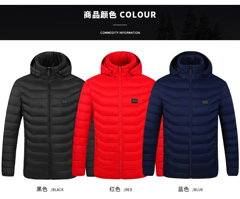 21 Areas Heated Jacket Women's Warm Vest USB Men's Heating Jacket  Waterproof Winter Heated Jackets Ski Clothing Coat Heated