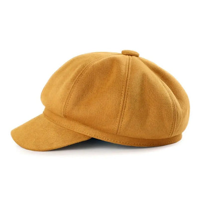 Casual Suede Fabric Hats & Caps Solid Color Adjustable Baker Cap Newsboy Hat Berets Beret Hat