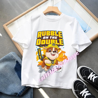 Summer PAW Patrol Children T-Shirts Cartoon Chase Skye Short Sleeves Top Tees Fashion Anime Girls Boys Shirts Kids Clothes Gift
