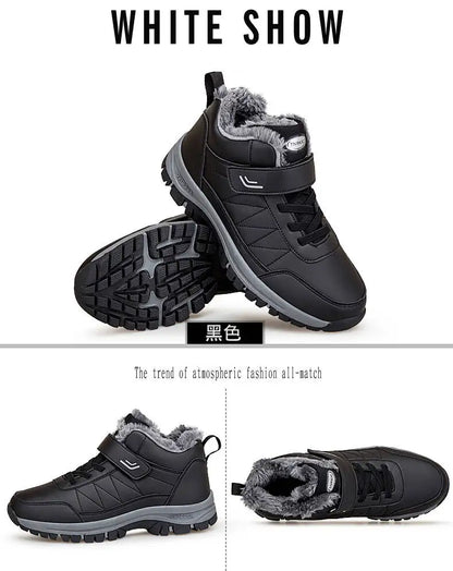 Winter Men Boots PU Leather Snow Boots Man Plush Warm Causal Shoe Waterproof Men Boots High Quality Male Sneakers Ankle Boots