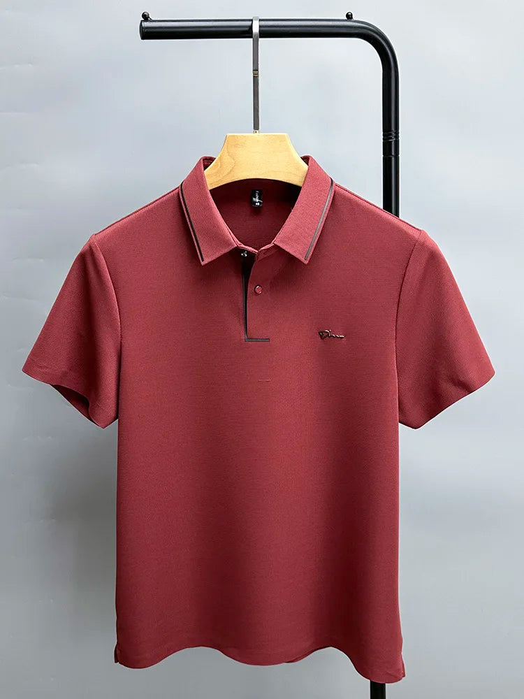 Light luxury brand letter emboss short sleeve T-shirt summer popular men polo shirt comfort silky breathable business casual top