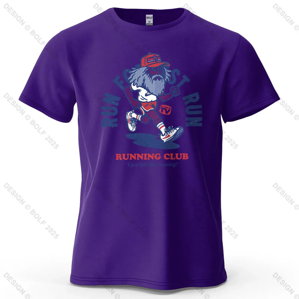 Running Club Printed Men's T-Shirt 100% Cotton Oversized Fitness Motivation Graphic Tees for Women Tops Tees Streetwear