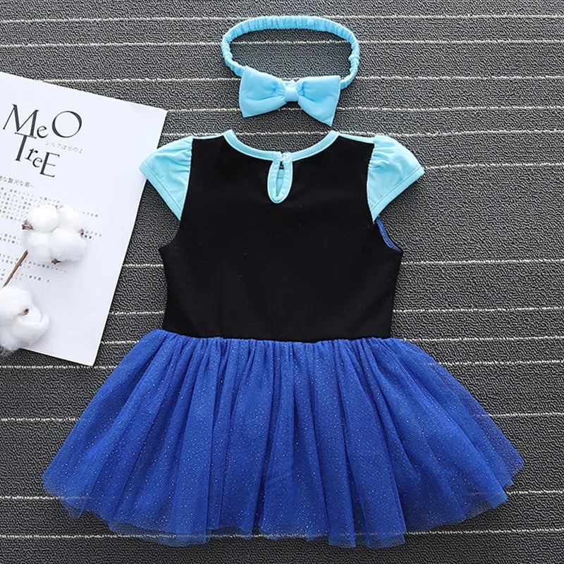 2026 Infants and Toddlers Classic Elsa Blue Short-Sleeved Princess Skirt Girl Cosplay Princess Anna Clothing + Accessories Set