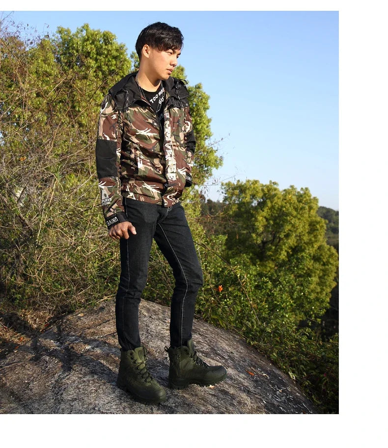 New Men Tactical Boots Army Breathable Desert High Quality Unisex Waterproof Male Hunting Boots Ankle Work Climbing Hiking Shoes