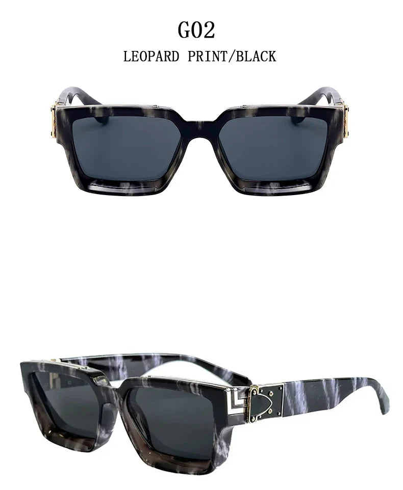 Retro Millionaire Sunglasses For Men 2024 Vintage Square Sunglasses Women Trendy Designer Fashion Glasses Gafas De Sol Hombre