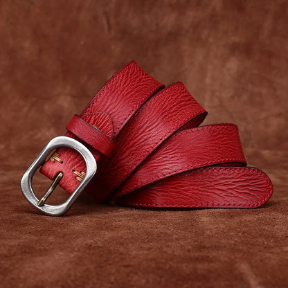 3.0CM Ladies Pure Cowhide High Quality Genuine Leather Belts for Women Needle Buckle Jeans Cowboy Waist Belt Luxury Designer