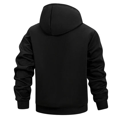 Men's Winter Warm Sherpa Plush Lined Jacket Casual Zip Up Hooded Coat with Zipper Pockets Male Fleece Outerwear Outfits Tops